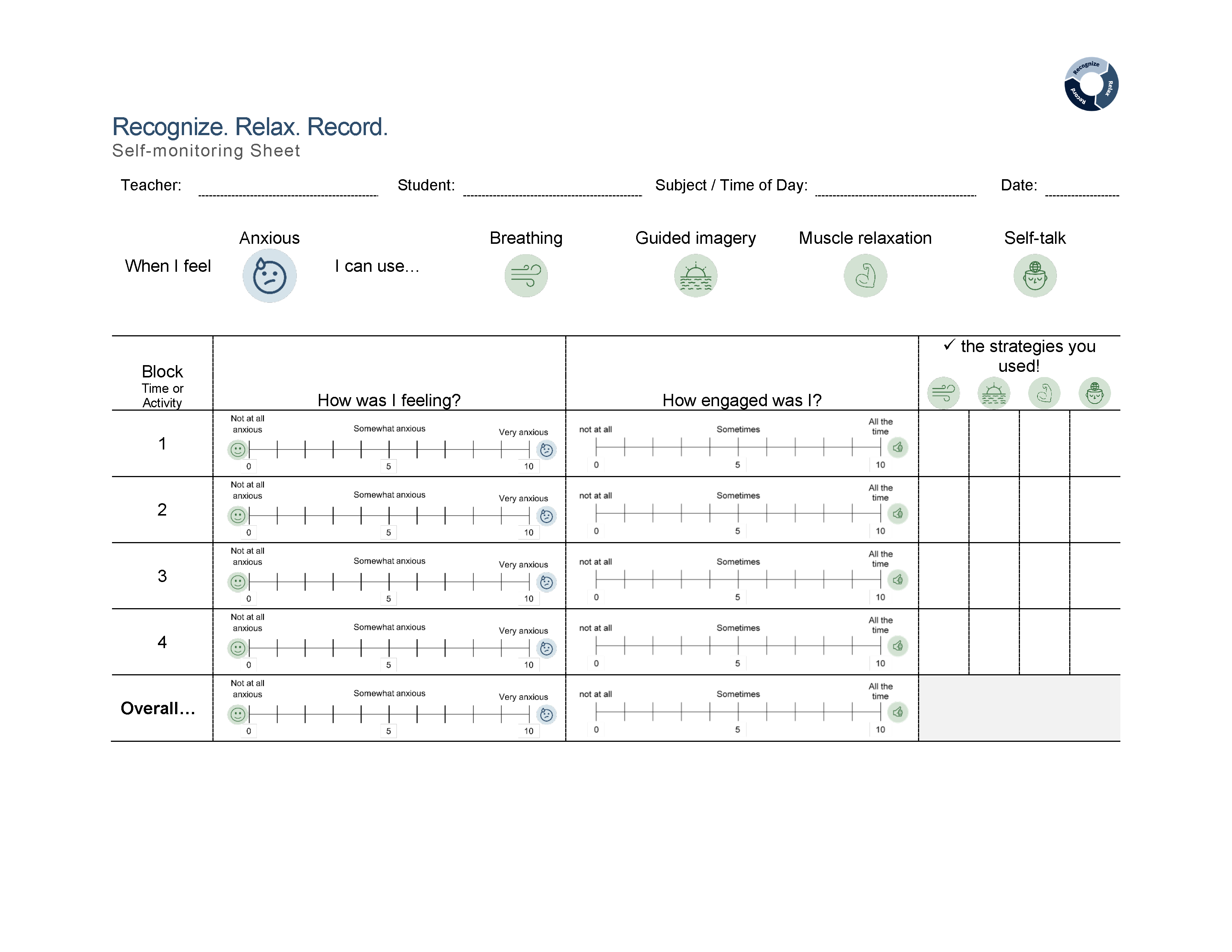 Fillable Rrr Framework Worksheet Prioritize concerns and schedule RRR Rating Period | Recognize. Relax ...